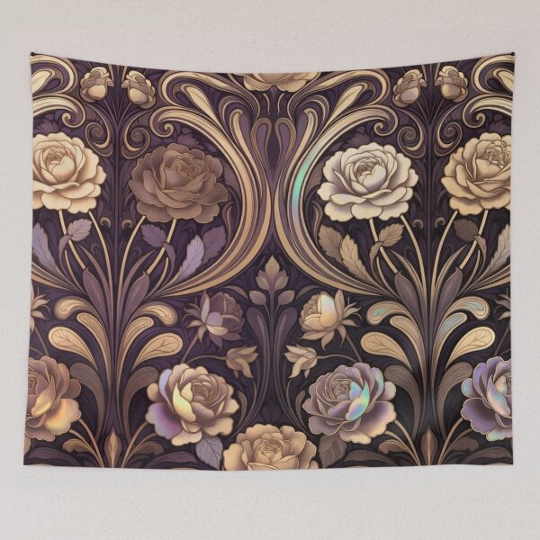 Item preview, Luxurious Purple Gold Baroque Floral Damask designed and sold by IntelliMindDesigns.