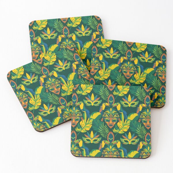 Item preview, Yellow Blue Green White Black Mask Art Culture designed and sold by ART ATTACK ZONE.