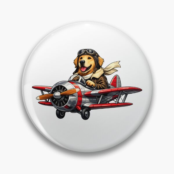 Item preview, Golden Retriever Vintage Pilot Airplane Illustration designed and sold by builtforyou.