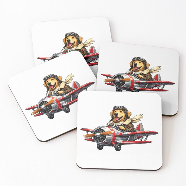 Item preview, Golden Retriever Vintage Pilot Airplane Illustration designed and sold by builtforyou.