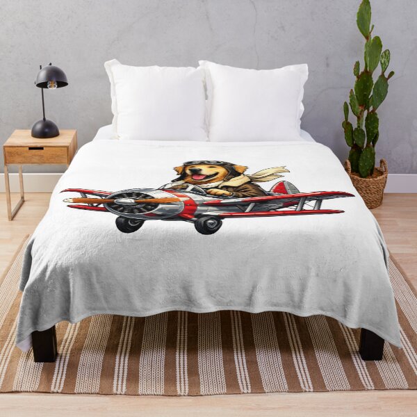 Item preview, Golden Retriever Vintage Pilot Airplane Illustration designed and sold by builtforyou.