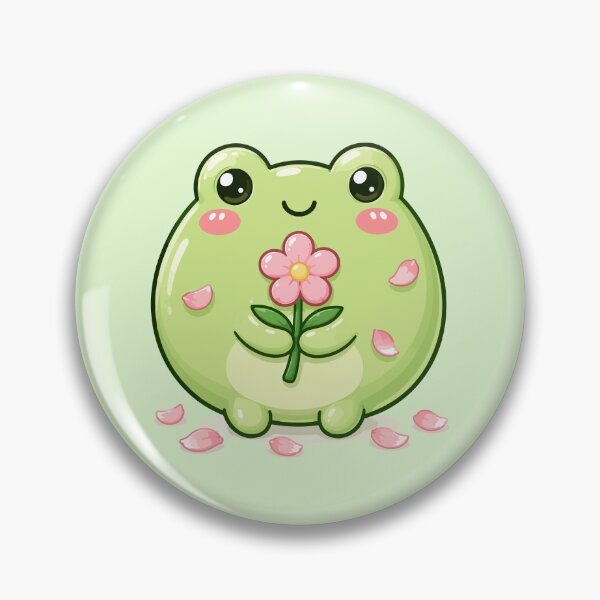 Item preview, Cute Frog Holding Flower - Kawaii Frog Cartoon designed and sold by ChosmahDrawing.