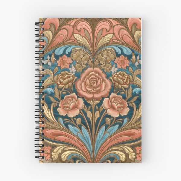 Item preview, Vibrant Copper Teal Ornate Floral Damask designed and sold by IntelliMindDesigns.
