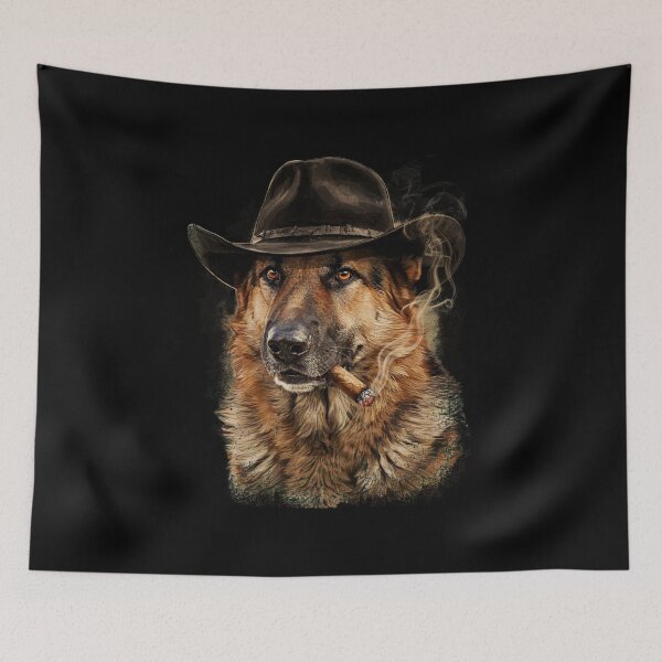 Item preview, German Shepherd Western Graphic Cowboy Dog Smoking designed and sold by Dabbing Turtle Designs.