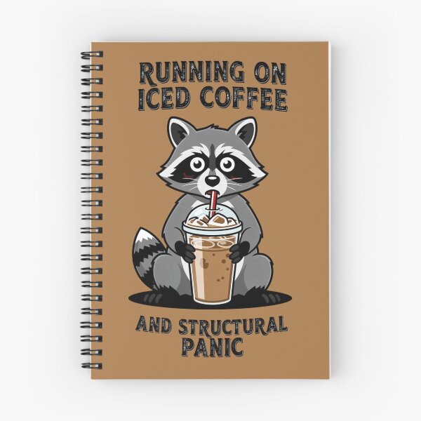 Item preview, Running On Iced Coffee and Structural Panic Funny Raccoon designed and sold by BooDesignStudio.