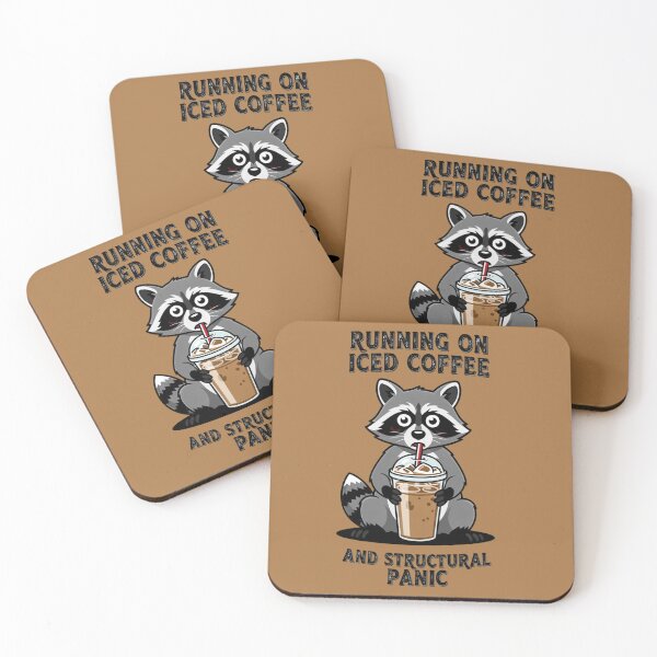 Item preview, Running On Iced Coffee and Structural Panic Funny Raccoon designed and sold by BooDesignStudio.