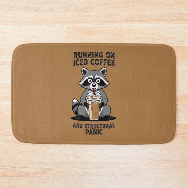 Item preview, Running On Iced Coffee and Structural Panic Funny Raccoon designed and sold by BooDesignStudio.