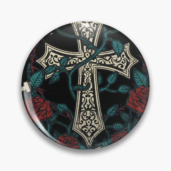 Item preview, Ornate Cross Rose Rock Music Fan Symbol designed and sold by ACIDO-BASICO.