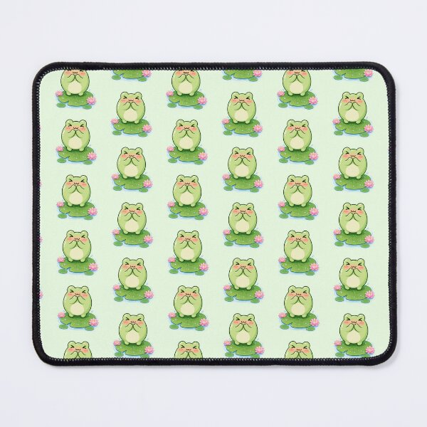 Item preview, Kawaii Frog - Blushing Frog on Lily Pad designed and sold by ChosmahDrawing.