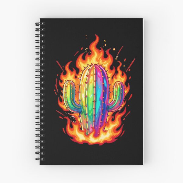 Item preview, Psychedelic Rainbow Cactus on Fire Vintage Trippy Art designed and sold by ceyhunfd.