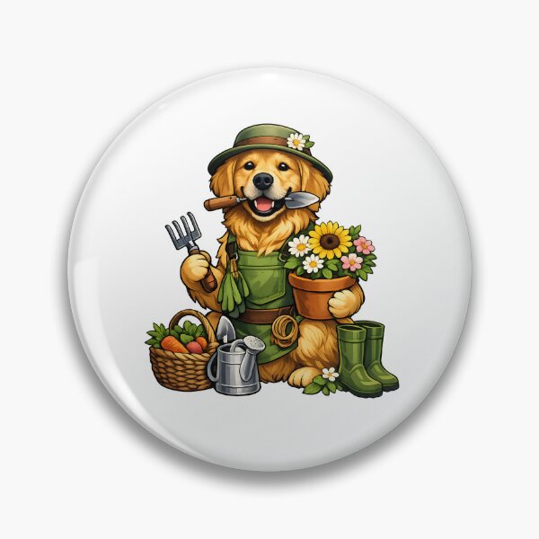 Item preview, Golden Retriever Gardener – Premium Dog Gardening Illustration designed and sold by builtforyou.
