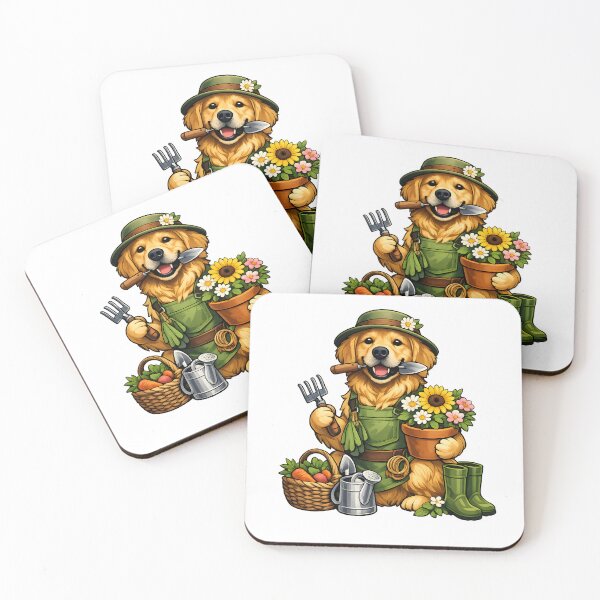 Item preview, Golden Retriever Gardener – Premium Dog Gardening Illustration designed and sold by builtforyou.