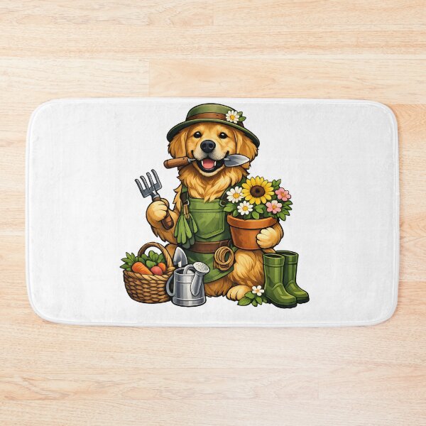 Item preview, Golden Retriever Gardener – Premium Dog Gardening Illustration designed and sold by builtforyou.