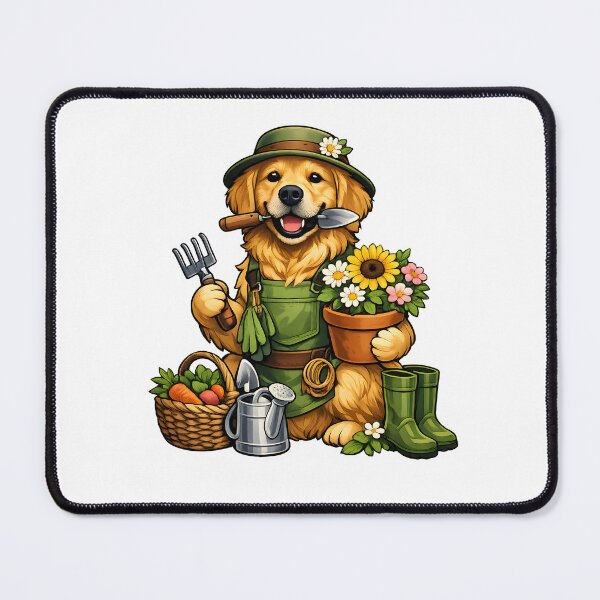 Item preview, Golden Retriever Gardener – Premium Dog Gardening Illustration designed and sold by builtforyou.