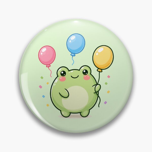 Item preview, Cute Birthday Gift - Kawaii Frog with Balloons  designed and sold by ChosmahDrawing.