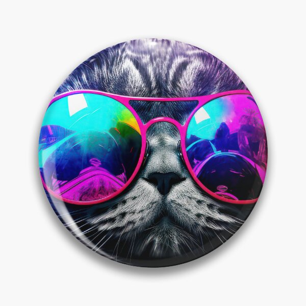 Item preview, Vibrant Neon-Colored Cool Cat With Pink Sunglasses designed and sold by DEC02.