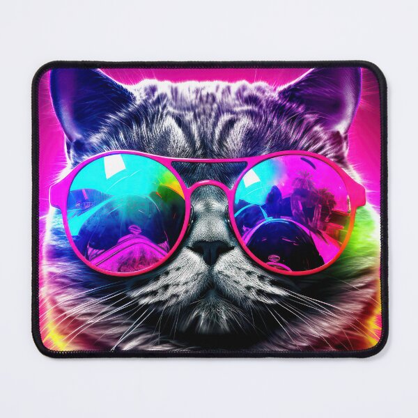Item preview, Vibrant Neon-Colored Cool Cat With Pink Sunglasses designed and sold by DEC02.