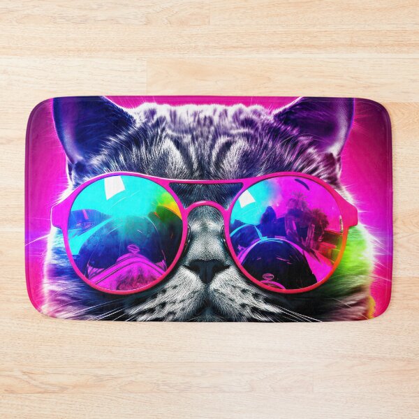 Item preview, Vibrant Neon-Colored Cool Cat With Pink Sunglasses designed and sold by DEC02.