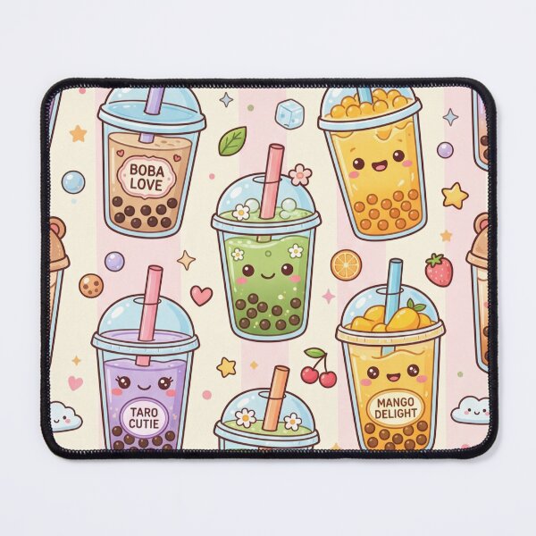 Item preview, Cute Kawaii Boba Tea Pattern | Pastel Bubble Tea Flavors designed and sold by Zack's Digital Threads.