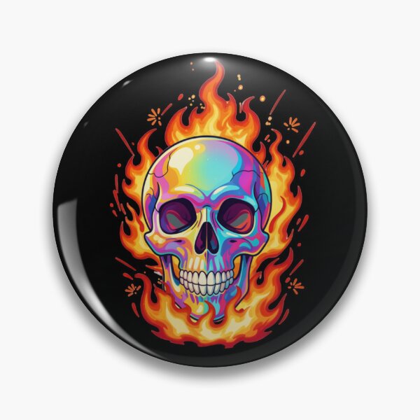 Item preview, Psychedelic Rainbow Flaming Skull Trippy Neon Gothic Art designed and sold by ceyhunfd.