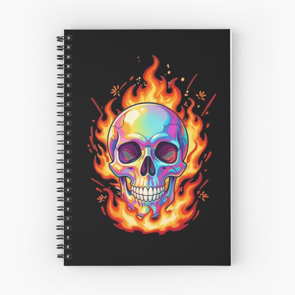 Item preview, Psychedelic Rainbow Flaming Skull Trippy Neon Gothic Art designed and sold by ceyhunfd.