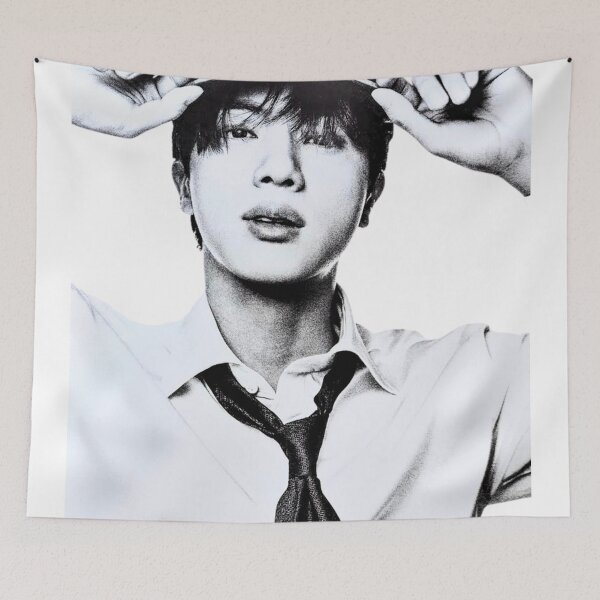 Item preview, BTS Jin Black and White High Contrast Edgy Portrait designed and sold by Mooncreates7.