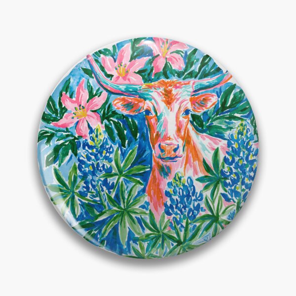 Item preview, Texas Longhorn & Bluebonnets | Cute Preppy Texas Aesthetic Design designed and sold by ThePreppyArtist.