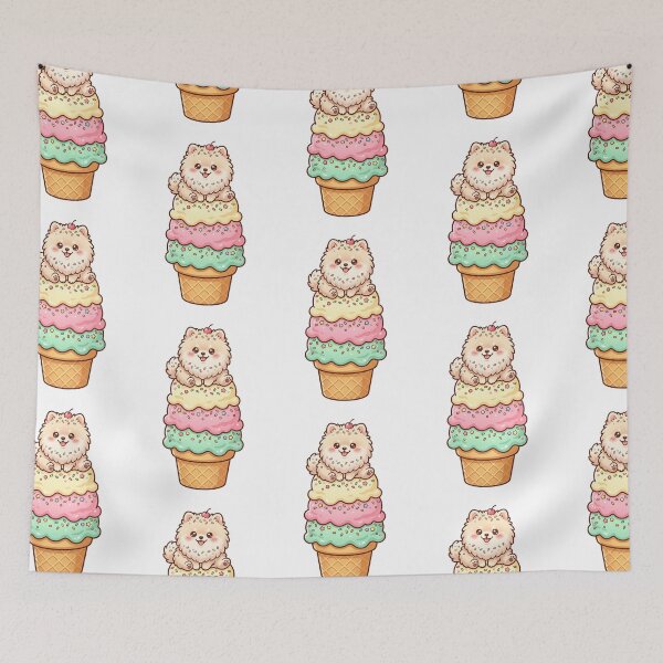 Item preview, Cute Pomeranian Ice Cream Cone Kawaii Pastel Dog designed and sold by PictoVibe.