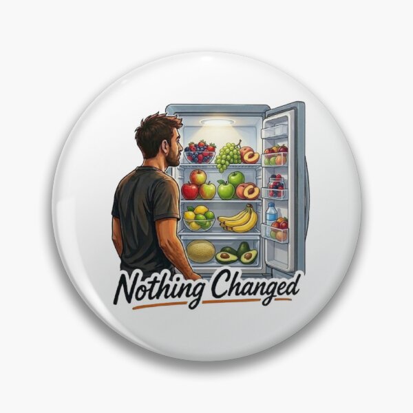 Item preview, Nothing Changed Funny Man Looking into Full Fridge Illustration designed and sold by Northern Glow Art.