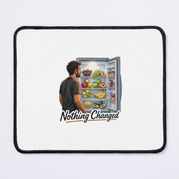Item preview, Nothing Changed Funny Man Looking into Full Fridge Illustration designed and sold by Northern Glow Art.