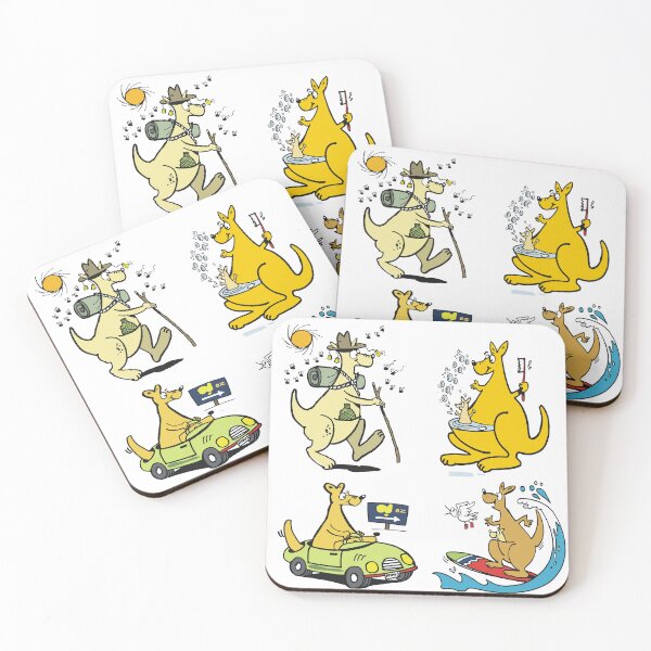 Item preview, Cute cartoon kangaroo sticker pack designed and sold by Al Benge - NZ & Australian Art.