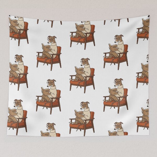 Item preview, Greyhound Bookworm Society Cozy Turtleneck Reading Dog designed and sold by PictoVibe.