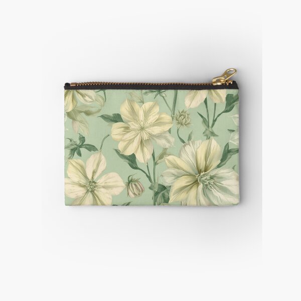 Item preview, Botanical Elegance: Continuous Floral Pattern in Vintage Green designed and sold by Knightofartx25.