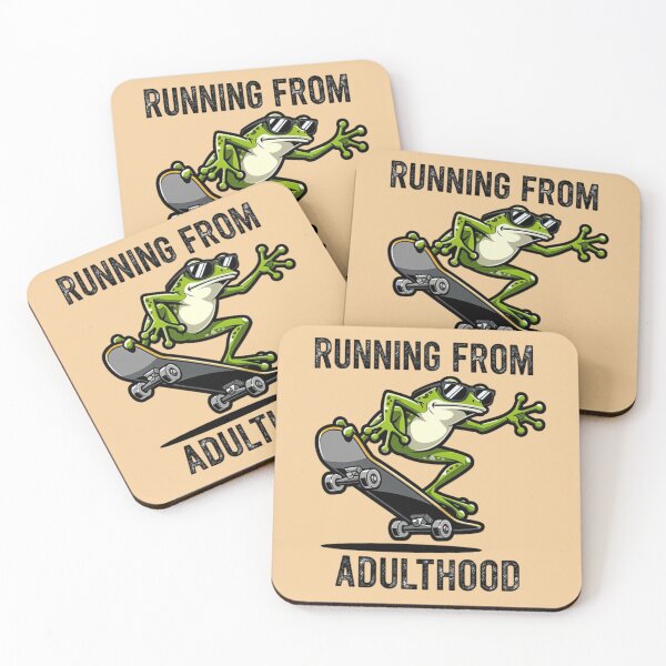 Item preview, Running From Adulthood Funny Skateboarding Frog Meme designed and sold by BooDesignStudio.