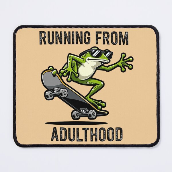 Item preview, Running From Adulthood Funny Skateboarding Frog Meme designed and sold by BooDesignStudio.