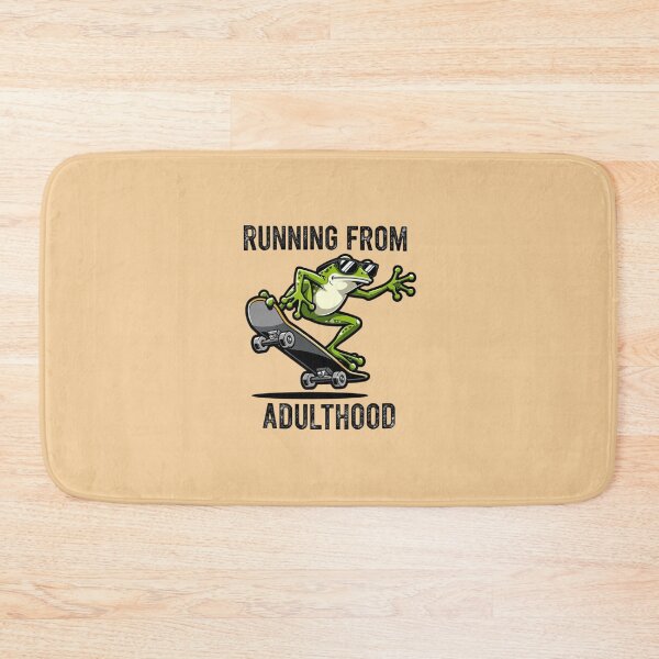 Item preview, Running From Adulthood Funny Skateboarding Frog Meme designed and sold by BooDesignStudio.