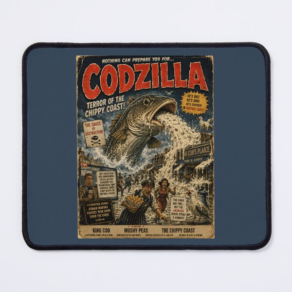 Item preview, Codzilla Terror Of The Chippy Coast Funny Fish And Chips designed and sold by Hornace88studio.