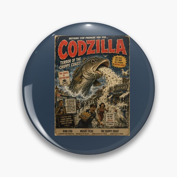 Item preview, Codzilla Terror Of The Chippy Coast Funny Fish And Chips designed and sold by Hornace88studio.