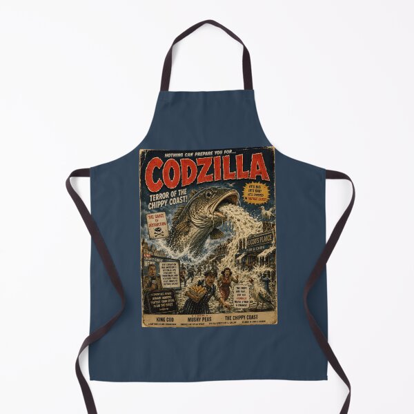 Item preview, Codzilla Terror Of The Chippy Coast Funny Fish And Chips designed and sold by Hornace88studio.