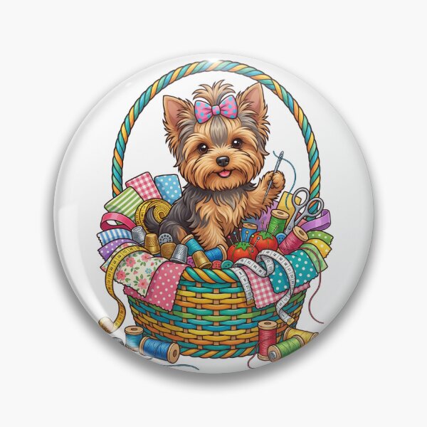 Item preview, Yorkshire Terrier Sewing Basket Tailor Fabric Craft designed and sold by PictoVibe.