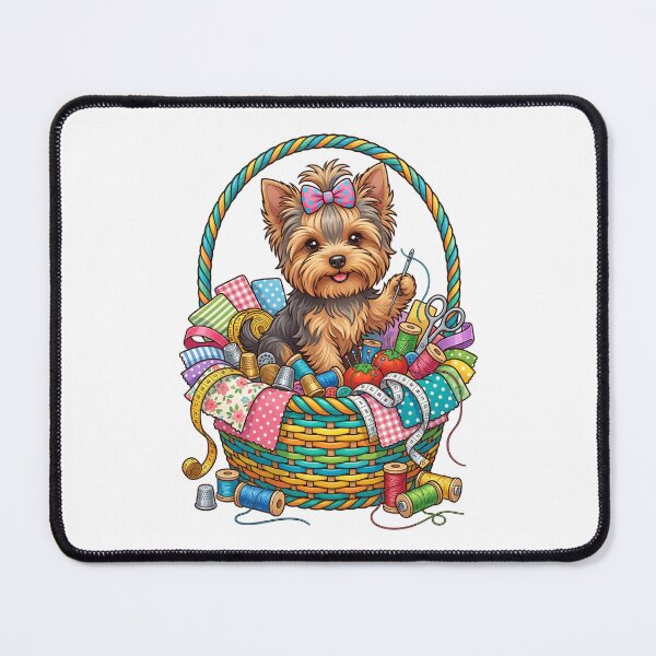 Item preview, Yorkshire Terrier Sewing Basket Tailor Fabric Craft designed and sold by PictoVibe.