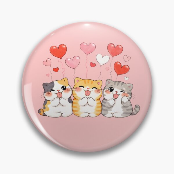 Item preview, Gatos Kawaii regordetes con globos de corazón. Linda ilustración de gato para San Valentín. designed and sold by Mindworx21.