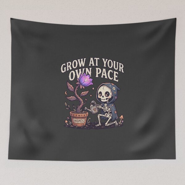 Item preview, Skeleton Wearing Celestial Hooded Cape Watering Magic Purple Flower designed and sold by MisteryDesigner.