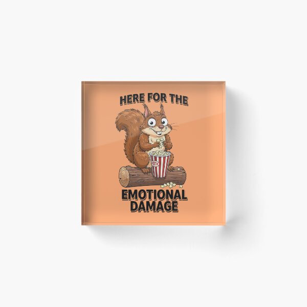 Item preview, Here For The Emotional Damage Funny Squirrel Eating Popcorn designed and sold by BooDesignStudio.