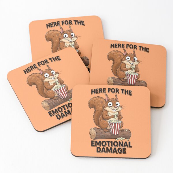 Item preview, Here For The Emotional Damage Funny Squirrel Eating Popcorn designed and sold by BooDesignStudio.
