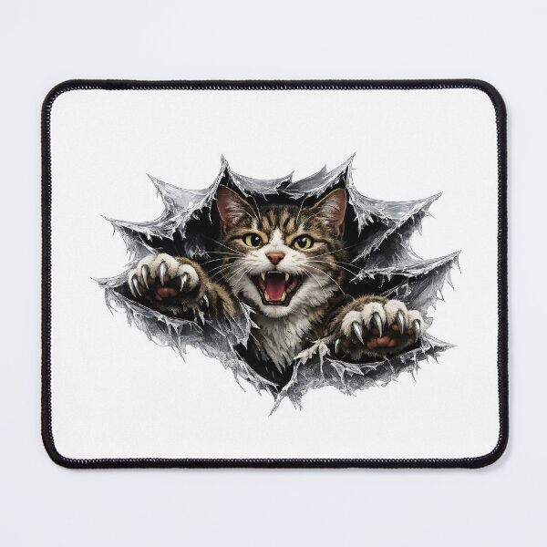Item preview, Cat Angry Tabby Ripping Through Torn Wall designed and sold by Artmares.