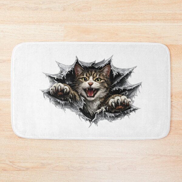 Item preview, Cat Angry Tabby Ripping Through Torn Wall designed and sold by Artmares.