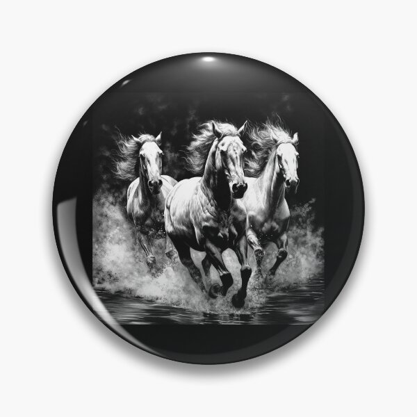 Item preview, Black and White Three Galloping Horses Water Art designed and sold by inkoutninja.