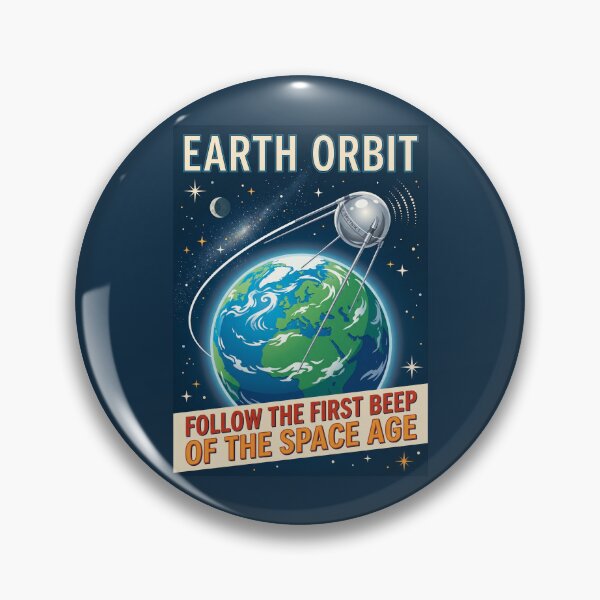 Item preview, Earth Orbit Retro NASA Travel Poster Sputnik Satellite designed and sold by RetroRewind Studio.
