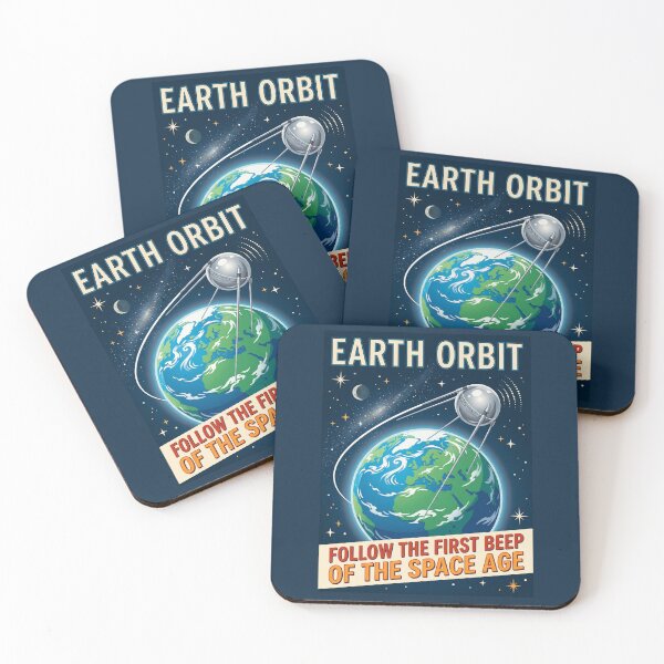 Item preview, Earth Orbit Retro NASA Travel Poster Sputnik Satellite designed and sold by RetroRewind Studio.